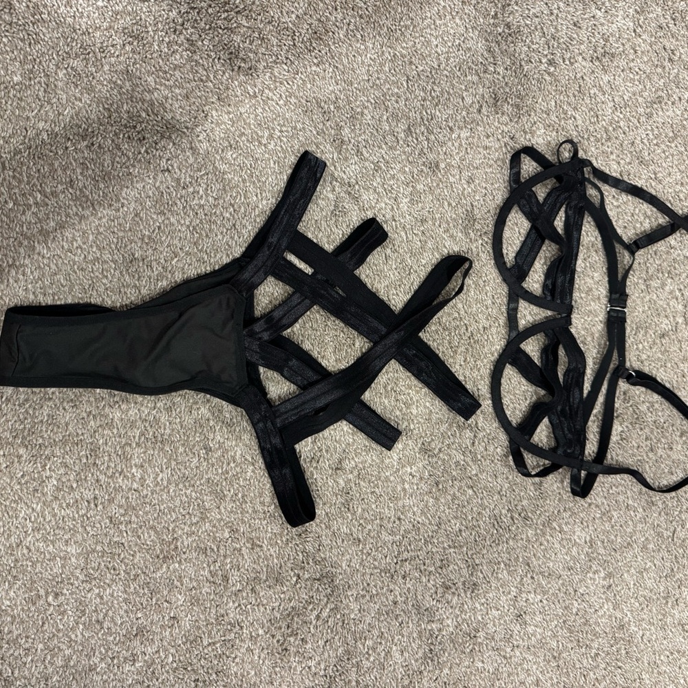 Black Strappy Lingerie Set